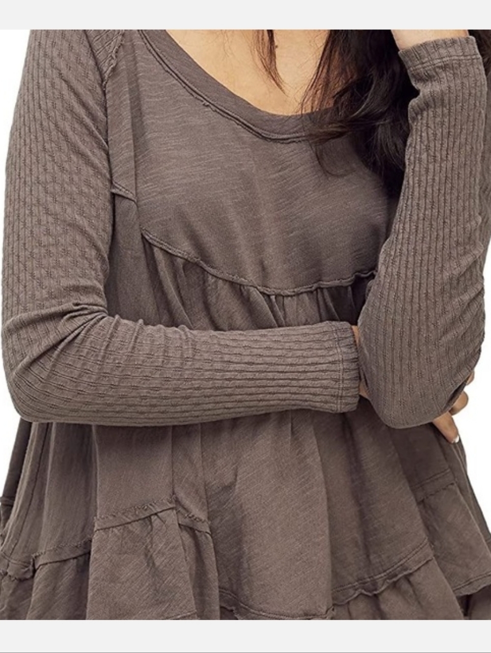 NWT Free People Cotton Sundae Top Raven Feather (XS)